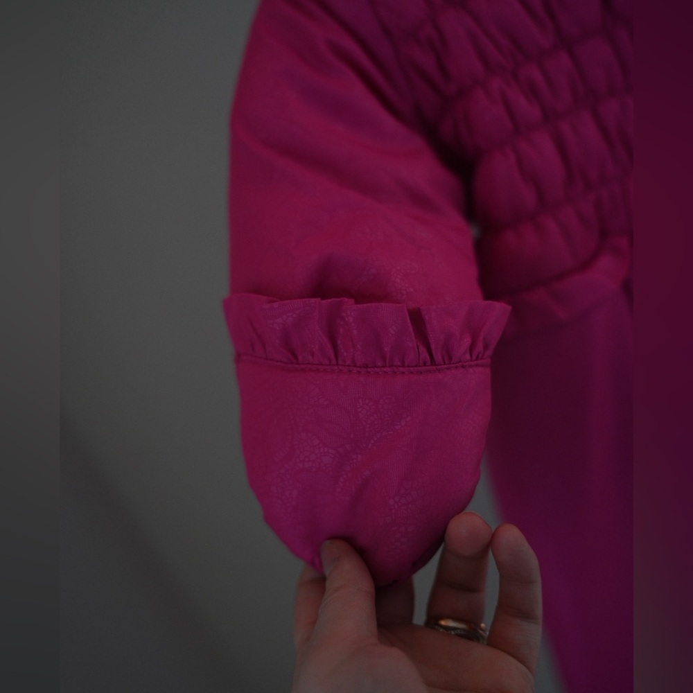 Rothschild 12M Infant Girls Snowsuit In Vibrant Pink with Floral Embossed Design - Picture 4 of 15